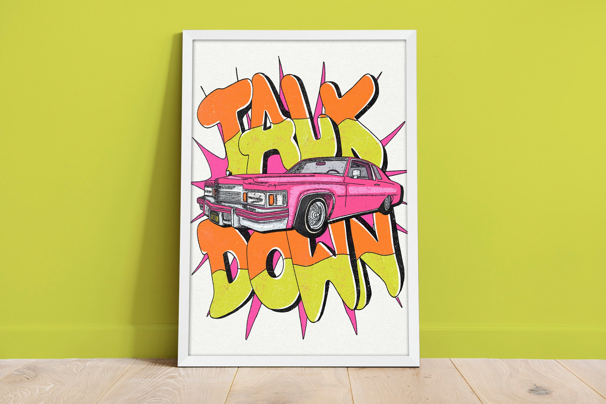Talk Down Cadillac Dijon Framed Print | 70s Retro Art - Etsy