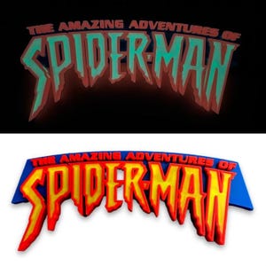 &quot;Spider-Man &quot;&quot;Adventure Bike&quot;&quot; Universal Studios Logo Leuchtreklame im Dunkeln.&quot;