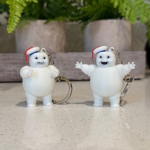 Ghostbusters Movie Keychain Mini Stay Puft Marshmallow Man Figures 3D Printed 2” Figurines cute adorable display custom