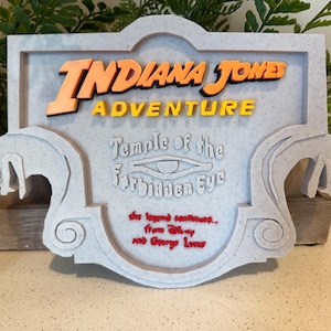 Indiana Jones Adventure Wall Sign Display Ride Disneyland Park 3D Temple of the Forbidden Eye Disney California