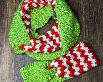 Crochet Pattern Combo! - Grinchy Twisted Headband AND Twisted Scarf - *PATTERN ONLY* - Christmas Fashion