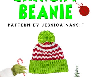 Lot de motifs au crochet ! - Bonnet Grinchy (5 tailles) - *MOTIF UNIQUEMENT* - Mode de Noël