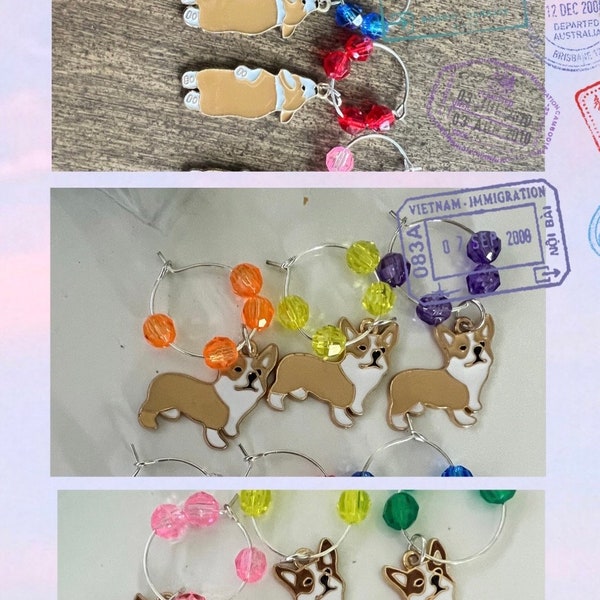 Pembroke Corgi Wine Charms (3 variations - see pictures)