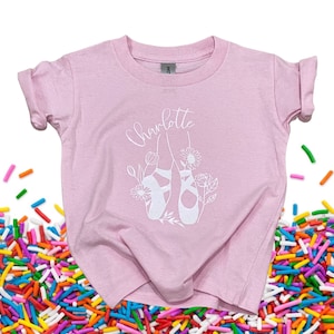 Toddler Girls Personalized Dance T-Shirt, Kids Custom Ballet Shirt, Little Girls Personal Ballet Top, Toddler Ballet Class T-Shirt