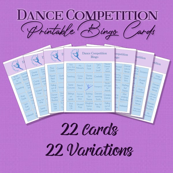 Printable Dance Competition Bingo Cards - 22 Variations!