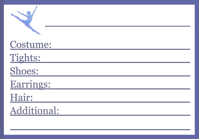 Dance Costume Cards for Competition Dance Etsy