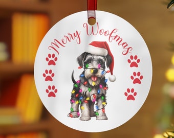 Christmas  Ornament, Dog First Christmas, Puppy Ornament, Miniature Schnauzer Ornament, Metal Ornaments, New Puppy Ornament, Dog Breed Gift