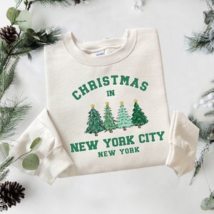 New York Vintage Shirt, New York Sweater, NYC Shirt, Personalized City Name Shirt, Christmas Trip Sweatshirt, Christmas tree Sweater
