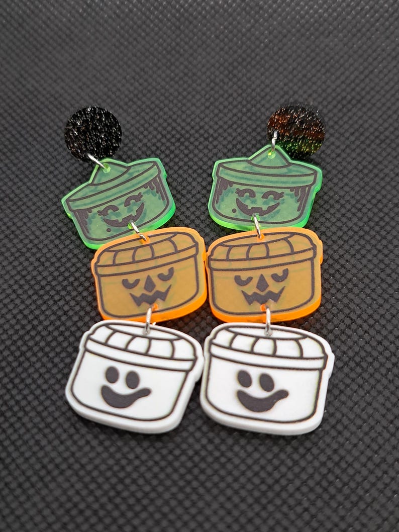 Classic Mini Halloween McDonald’s Bucket Earrings | Fun Dangle Drop Earrings For Spooky Season
