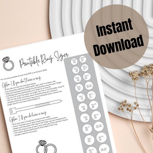 Printable Ring Sizer Ring Size Chart Measure Ring Size Sizing Guide Chart Ring Size Chart Printable Measure Ring Size Home Instant Download