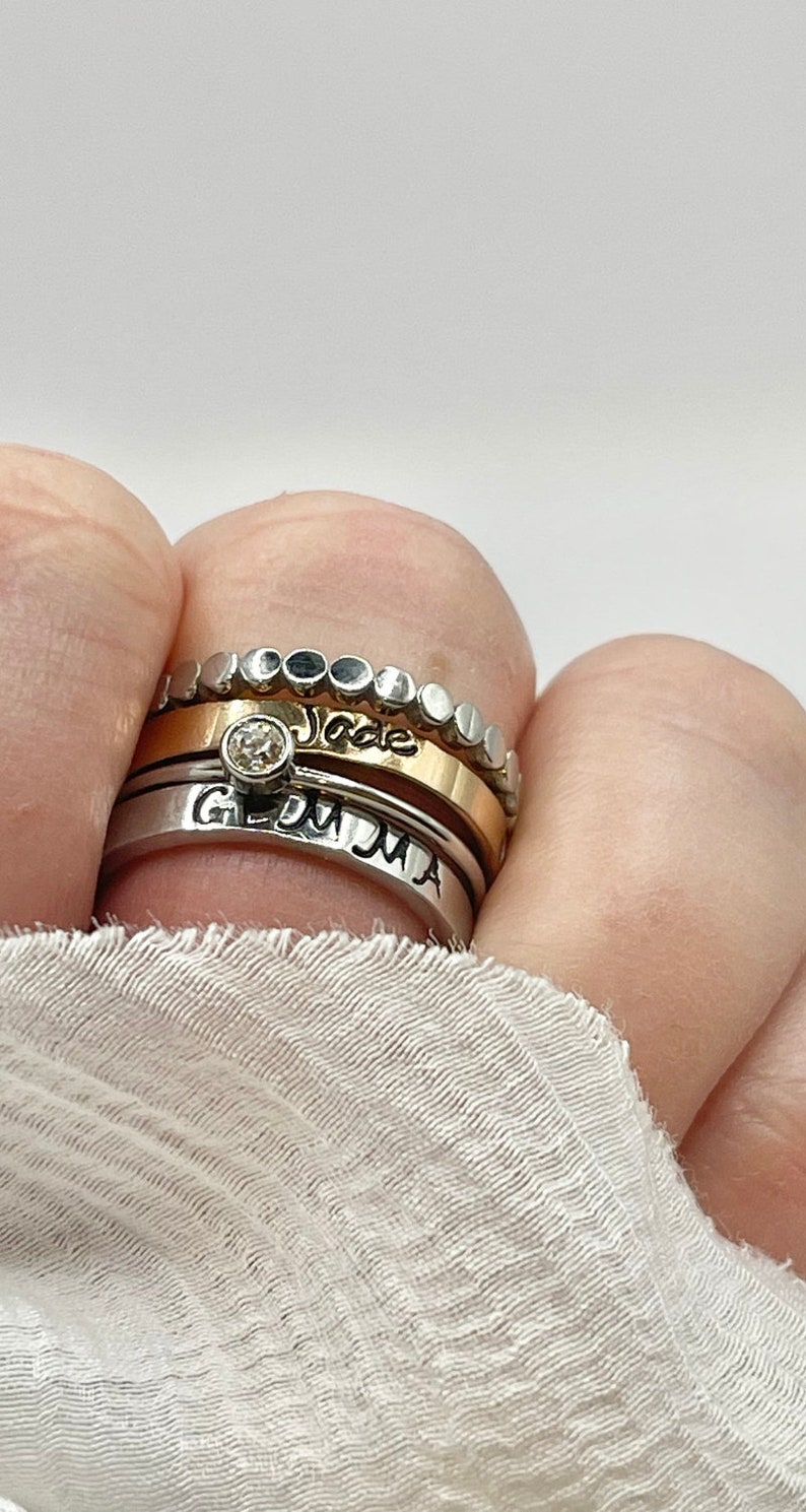 Custom Stacking Ring Children Name Ring Rose Gold Personalized Gift for ...