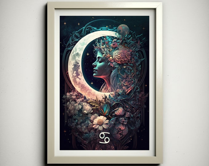 Compassionate Cancer Poster, Cancer Zodiac Sign, Cancer Moon Astrology Poster