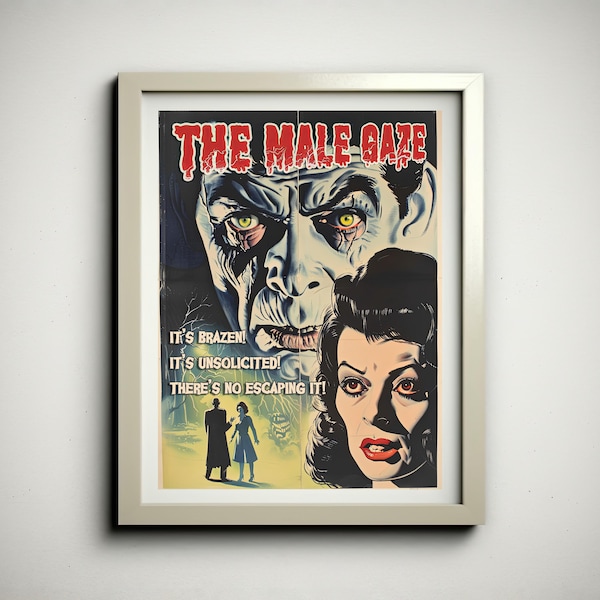 The Male Gaze 1950s Horror Poster | Vintage Style Wall Art | 50s Retro Style Horror Film Poster