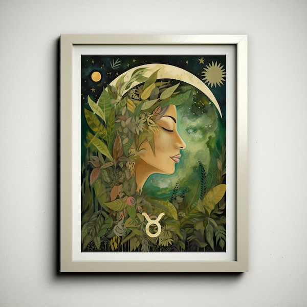 Earthy Taurus Poster | Taurus Zodiac Sign Wall Art | Taurus Woman Astrology Print
