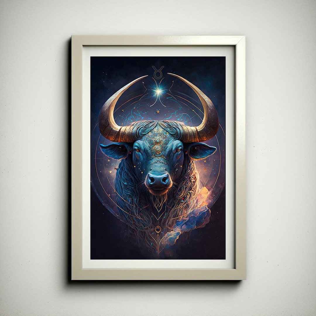 Taurus Sttle Steadfast Taurus Poster, Taurus Zodiac Sign, Celestial Bull Taurus ...
