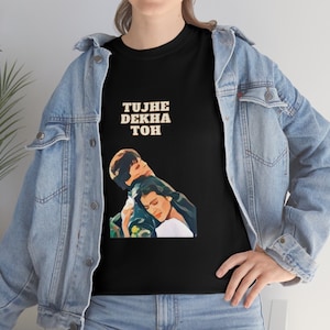 Bollywood Movie Icon Unisex Heavy Cotton Tee | Hindi Movie gift, DDLJ, Shah Rukh Khan, Kajol tee