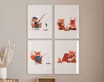 Fuchs Camping Drucke Set: Wald Kinderzimmer Dekor (digitaler Download)