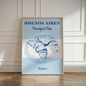 Buenos Aires Blue Digital Print | Retro Illustration Minimalism | Argentina Travel Gift Ideas | Digital Print |Travel Art | Medialuna | Blue