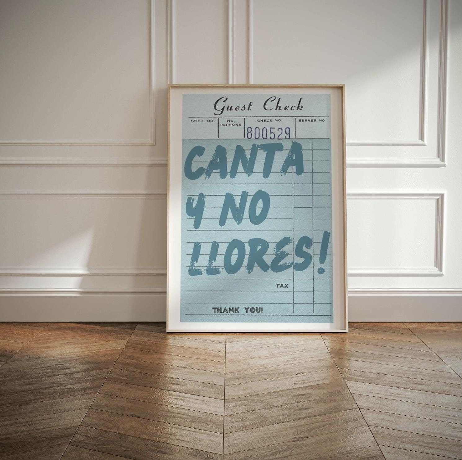 Canta y No Llores Quote Digital Print | Slate Blue Guest Check | Latina Wall Decor | Spanish Quotes | Gift Ideas | Trendy Inspirational Art