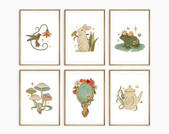 Vintage Storybook Prints: Whimsical Nursery Decor, Set of 6 (Digital Download)