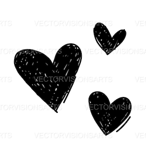 Triple Heart filled Scribble svg, Herz Vektor Plotterdatei für Cricut, Cricut, Silhouette, Pdf Png Eps Dxf, Decal, Sticker, Vinyl, Pin, Schablone