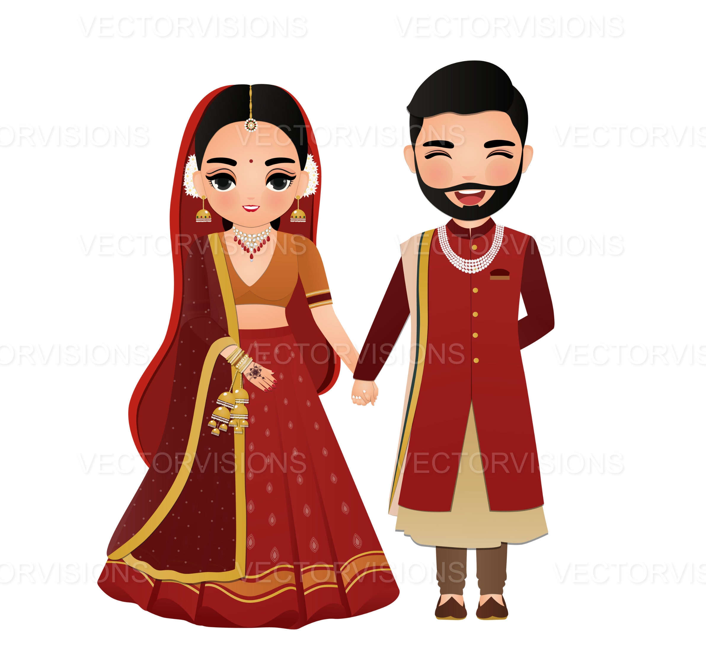 Indian Wedding Cartoon - Etsy Indian Wedding Cartoon - Etsy