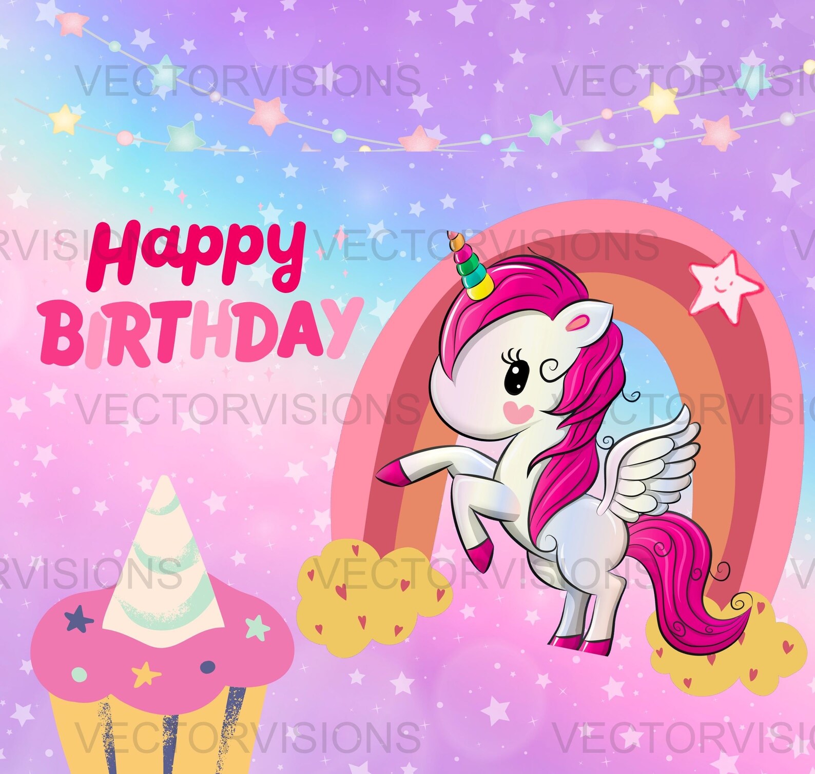 Happy Birthday Clipart, Unicorn Theme Birthday Clipart, Unicorn ...