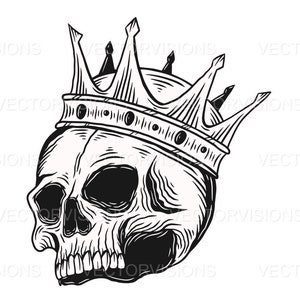 Skeleton King Svg,Skull King Svg,Skull Svg,Skull with Crown Svg,Vector Cut file for Cricut,Silhouette,Pdf Png Eps Dxf, Decal,Sticker,Stencil