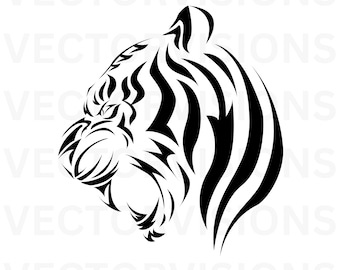 Tiger ansikte Svg, Tiger Print Svg, Tiger Svg, Vild Tiger, Vektor Cut-fil för Cricut, Pdf Png Eps Dxf, Dekal, Schablon, Tiger T-shirt, Grafik