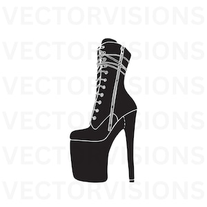 Black Heels  Svg, Platform heels, Boots Svg, Boot Heels Svg, Black Boot Heels Svg, Vector Cut file for Cricut,Pdf Png Eps Dxf, Decal,Stencil