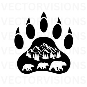 Polar Bear Paw, Polar Bear Svg, Polar Bear Family Svg,Bear Paws, Polar Bear Family,Vector Cut file for Cricut,Pdf Png Eps Dxf, Decal,Stencil