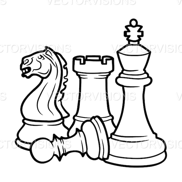 Chess Svg, Chess Pieces Svg, Vector Cut file for Cricut,cricut,Silhouette, Pdf Png Eps Dxf,Decal,Sticker,Vinyl, Pin,Stencil