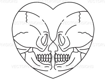 Skull Couple Svg,Skull Lovers Svg,Skeleton couple Svg,Skull couple png, Vector Cut file for Cricut,Silhouette,Pdf Png Eps Dxf, Decal,Stencil