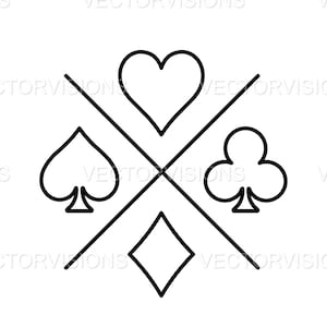 Suits of Playing Cards Svg, cards Svg,  Vector Cut file for Cricut,cricut,Silhouette, Pdf Png Eps Dxf,Decal,Sticker,Vinyl, Pin,Stencil