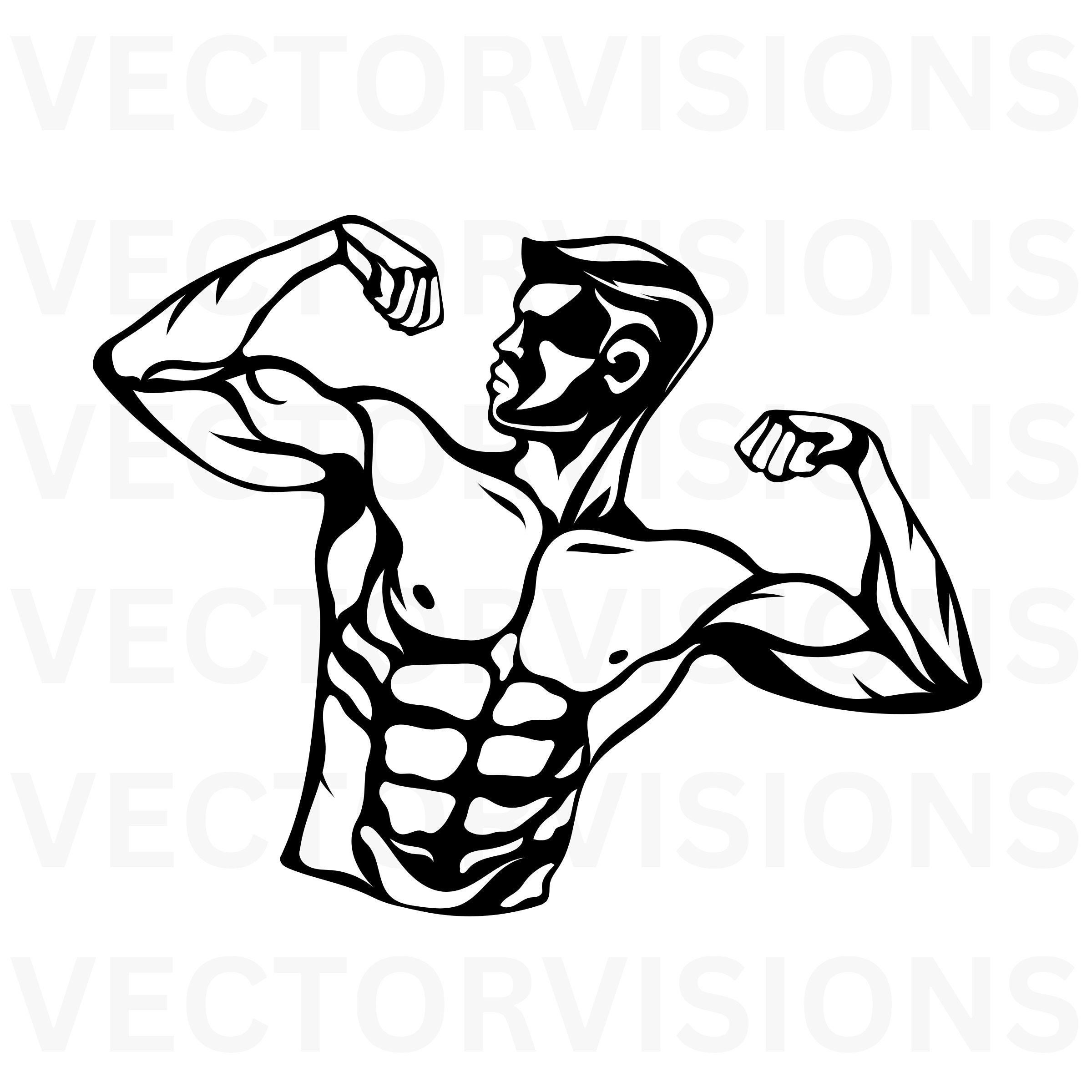 Fake Abs (Six Pack ). Muscular body. Abdominal Muscles. Cut files for  Cricut. Clip Art silhouettes (eps, svg, pdf, png, dxf, jpeg). - So Fontsy