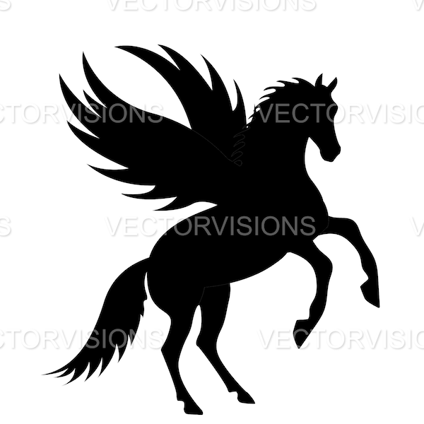 Pegasus svg, Horse winged Svg, Horse Svg,  Vector Cut file for Cricut,cricut,Silhouette, Pdf Png Eps Dxf,Decal,Sticker,Vinyl, Pin,Stencil