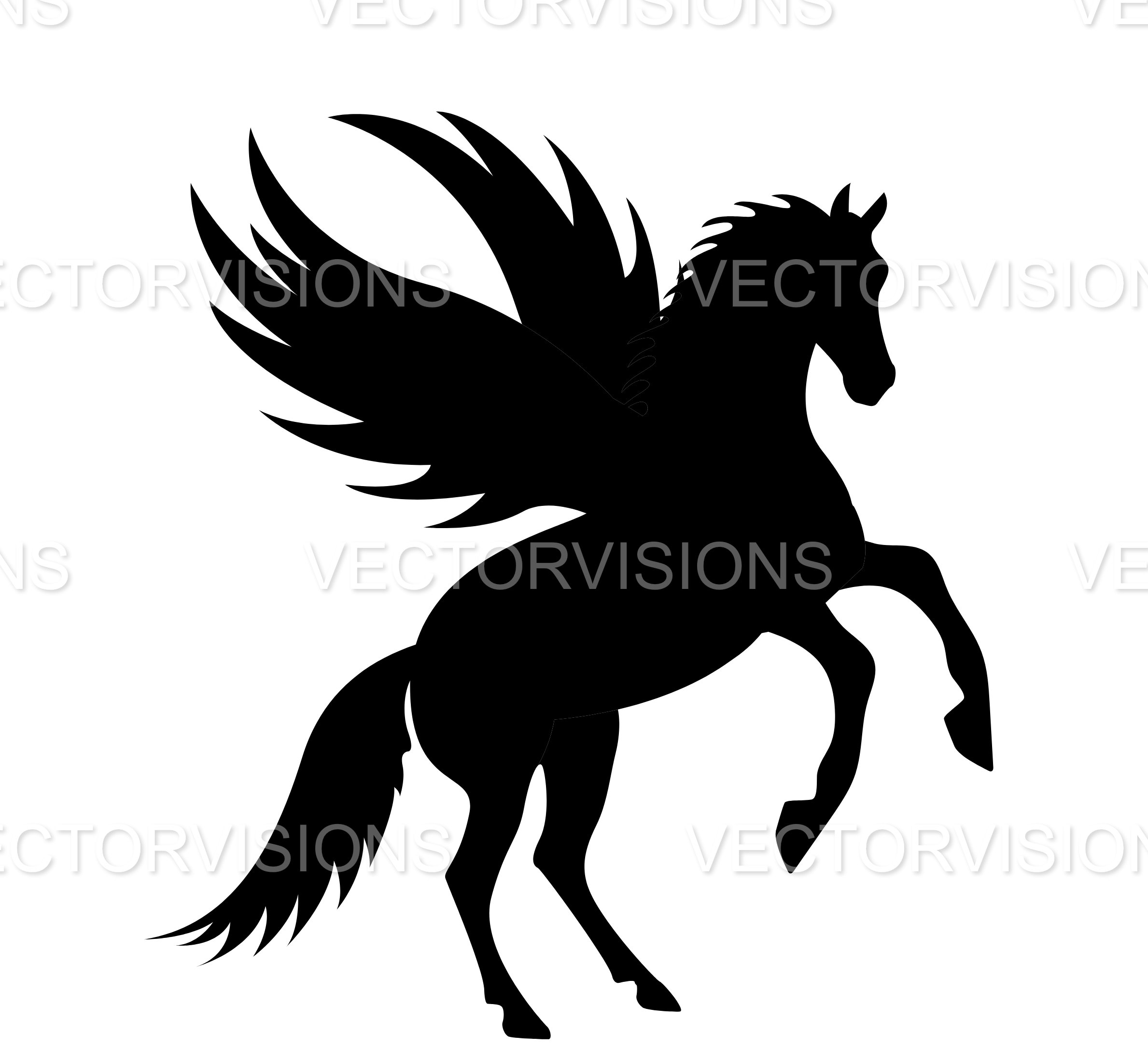 Pegasus Svg, Horse Winged Svg, Horse Svg, Vector Cut File for Cricut ...