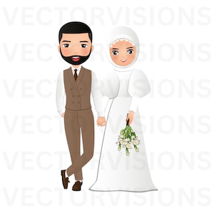 Wedding Couple clipart, Wedding Couple Jpg, Arab Wedding Couple Png, Muslim Wedding Couple Clipart, Muslim Wedding, Hijabi Bride Png, Hijab