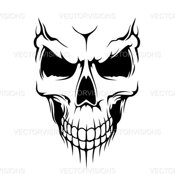 Skull Face Svg, Skull Face Png, Scary Face Svg,Skeleton Face Svg,Vector Cut file for Cricut,Silhouette,Pdf Png Eps Dxf,Decal,Sticker,Stencil