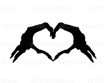 Skeleton Heart Svg, Skeleton hands Svg, Heart Shape Svg, Vector Cut file for Cricut,Silhouette, Pdf Png Eps Dxf, Decal,Sticker,Vinyl,Stencil