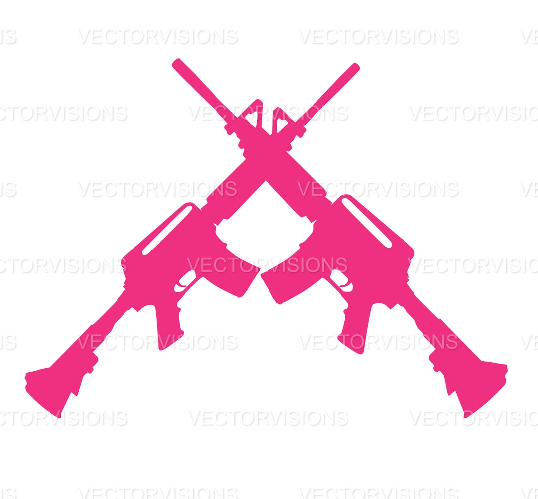 Pink Guns Svg, Guns Svg, Crossed Guns, Vector Cut File for Cricut