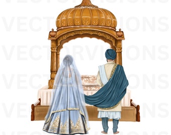 Punjabi Couple Clipart, Punjabi wedding clipart, punjabi wedding, punjabi couple, punjabi bride, Indian Wedding, Desi Wedding Couple Png