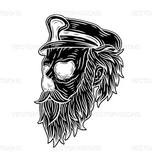Captain Skull Svg, Skull Svg, Skull With Beard Svg, Captain Svg, Vector ...