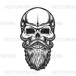 Bearded Skull svg, skull with beard svg,skull svg, skull with stache,Skull with moustache svg, Vector Cut file for Cricut,Silhouette,Stencil