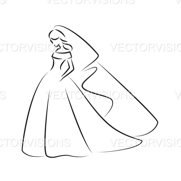 Bride Svg, wedding Svg, Wedding Gown Svg, Vector Cut file for Cricut,cricut,Silhouette, Pdf Png Eps Dxf,Decal,Sticker,Vinyl, Pin,Stencil