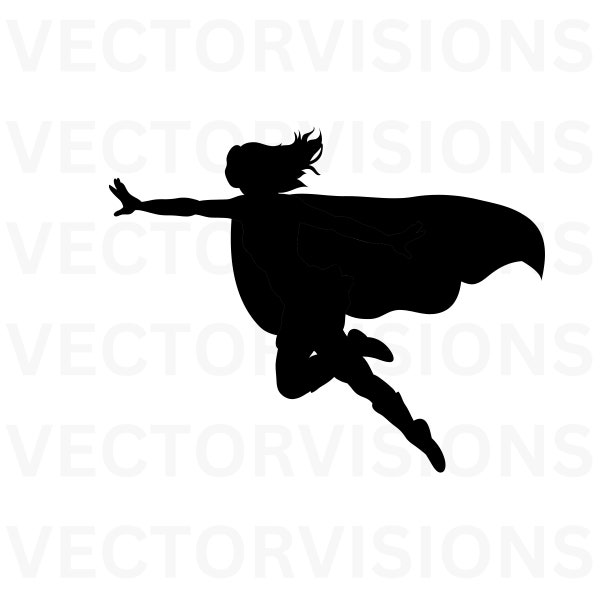 Super heroine Svg, Heroine Svg, Super Woman Svg, Women with Cape svg, Heroine silhouette, Vector Cut file for Cricut,Pdf Png Eps Dxf, Decal