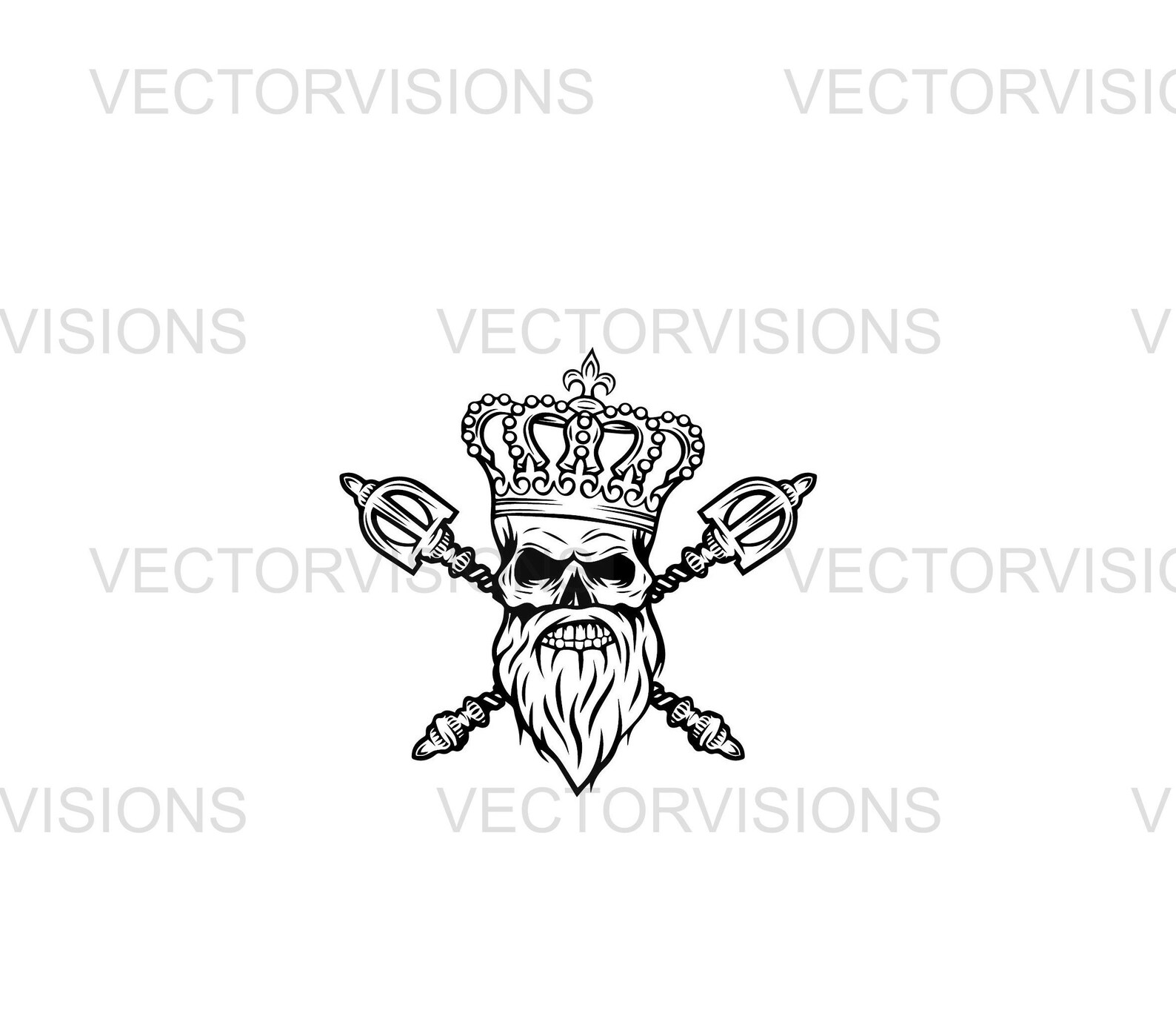 Skull King Svg, Skull With Beard Svg, Skull With Crown Svg, Skull Svg