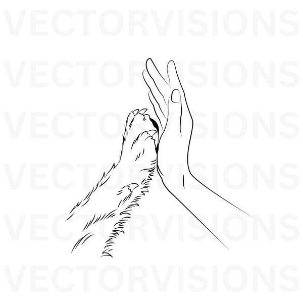 Hand Paw Svg, Pet Owner Svg, Owner and Pet hand Svg, Pet Lover Svg, Vector Cut file for Cricut,Pdf Png Eps Dxf, Decal,Stencil