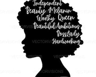 Afro Girl Svg, Afro Svg, Empowerment Svg, girl Svg, Cricut  Svg, Cut file svg, Shadow svg, Silhouette svg, Black Queen Svg,Tshirt design svg