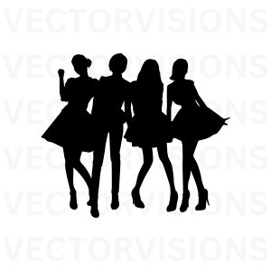 ガールフレンド SVG、女の子のグループ SVG、友達 SVG、Cricut 用ベクター カット ファイル、Pdf PNG EPS Dxf、デカール、ステンシル、女の子のシルエット、女の子 SVG